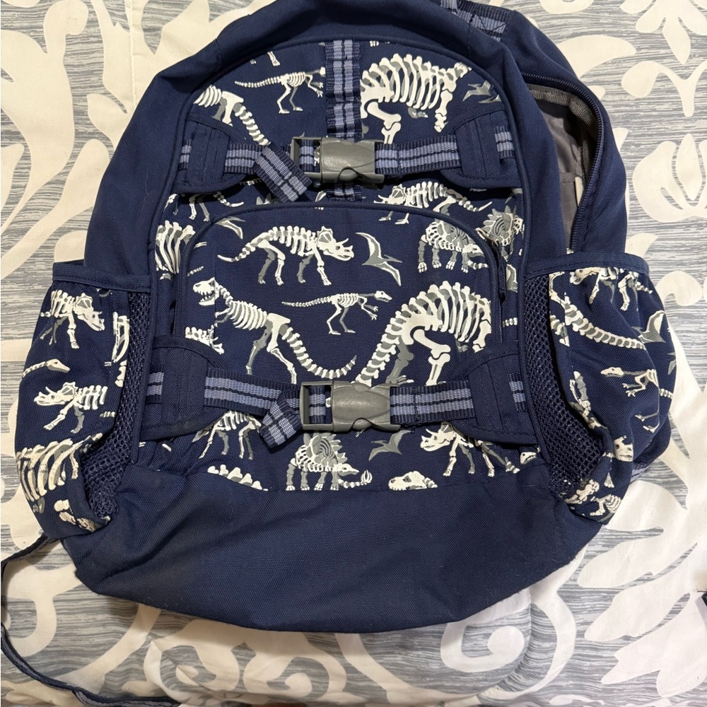 Pottery Barn Kids Blue and White Dinosaur Print Bag large size